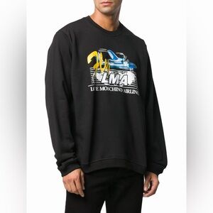 Love Moschino Fly LMA Airlines 100% Cotton Graphic Blue Crewneck Sweatshirt Sz.L